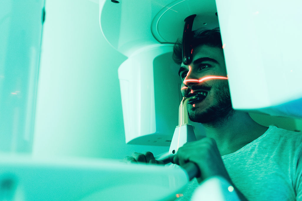 Man having Dental X-ray before root canal treatment